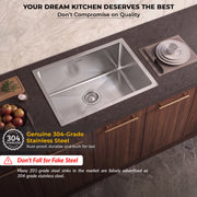 Plantex Guranteed Stainless Steel 304 Grade Kitchen Sink/Undermount Sink for Kitchen with 7 Years of Warranty by Plantex/Single Bowl Sink with Fittings & Drying Rack (Silver Matt - 21x18 Inches)