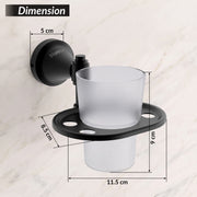 Plantex 304 Grade Stainless Steel Tumbler Holder Stand with Spaces/ABS Material Toothbrush Stand for Basin/Bathroom Accessories - Niko (Black)