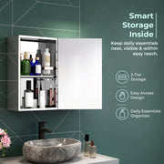 Plantex Bathroom Mirror Cabinet/304 Stainless Steel Cabinet with Mirror/Storage Cabinet/Wall Mounted Bathroom Cabinet (10x16 Inch, Chrome)