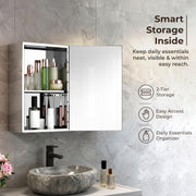 Plantex Bathroom Mirror Cabinet/304 Stainless Steel Bathroom Cabinet with Mirror/Bathroom Storage Cabinet/Wall Mounted Mirror Bathroom Cabinet (10x16 Inch-Chrome)