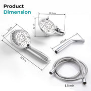 Plantex ABS 8 mode Bathroom Shower Set with 304 Stainless Steel 1.5 meter Flexible Hose Pipe/Handheld Shower Head with 10-inch Round Shower Head-Chrome