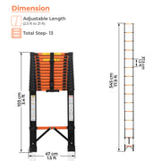 Plantex 5.5m (18.04 ft.) Telescopic Ladder/Carbon Steel 14-Steps Portable & Compact Ladder/Foldable Multipurpose Collapsible Ladder for Home & Outdoor Use - (Orange)