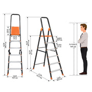 Plantex Allsafe Aluminium Step Ladder for Home/6 Step Anti Skid Ladder/Wide Step Ladder (Black & Orange))
