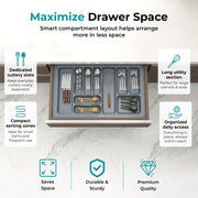Plantex Cutlery Tray for Kitchen Drawer/Cutlery Cosmetic Stationary Organizer/Cabinet Cutlery Tray Organizer for Modular Kitchen - (Grey-32.5 X 18.5 INCH)