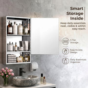 Plantex Bathroom Mirror Cabinet/304 Stainless Steel Bathroom Cabinet with Mirror/Bathroom Storage Cabinet/Wall Mounted Mirror Bathroom Cabinet (20x32 Inch-Chrome)