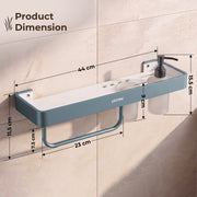Plantex 4in1 Shelf for Bathroom/Aluminium and Acrylic Shelf with Tumbler Holder, Liquid Soap Dispenser and Napkin Space/Bathroom Organizer with Drill-Pack of 1(Grey and Milky White)