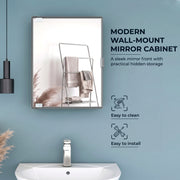 Plantex Bathroom Cabinet with Mirror/ABS Bathroom Storage Cabinet/Mirror Cabinet for Wall/Mirror with Storage for Bathroom - 18x14 Inch (CAB-117, Grey)