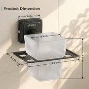 Plantex 304 Grade Stainless Steel Toothbrush Holder/Stand/ABS Toothpaste Stand/Tumbler Holder for Bathroom - Decan (Black)