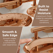 Plantex J4 Stainless Steel Soap Dish with Tumbler Holder/Soap and Brush Holder for Bathrooom/2 in 1 Soap Holder with Toothbrush Holder/Bathroom Accessories (PVD Rose Gold Finish) Angel