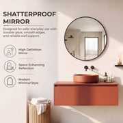 Plantex Aluminium Frame Mirror for Wall/Round Wall Mount Mirror for Bedroom/Dressing Room/Living Room/Entryway - (20 Inch-Black)