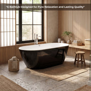 Plantex Bathtub For Bathroom/Freestanding Bath tub for Adults/Deep Soaker Bathtub with Overflow, Popup and Drain Pipe (BSM-203-Black & White-1700mm)