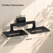 Plantex 304 Grade Stainless Steel Black Dual Soap Holder for Bathroom/Double Soap Dish/Soap Stand/Soap Case/Bathroom Accessories - Decan (Black)