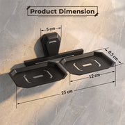 Plantex Double Soap Dish for Bathroom/304 Grade Stainless Steel Dual Soap Holder/Soap Case/Soap Stand/Bathroom Accessories - Pack of 1 (PMB-2408, Z-Black)