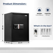 Plantex Safe Locker for Home/56 Litre Hotel Safe Tijori Box/Digital Locker/Electronic Safety Locker with Master & User Dual Code Access with Emergency Key/2 Years Warranty By Plantex (Black)