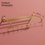 Plantex 304 Grade Stainless Steel 24 inch Towel Rack for Bathroom/Towel Stand/Hanger/Bathroom Accessories - Daizy (Golden)