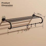 Plantex 304 Grade Stainless Steel 24 inch Towel Rack for Bathroom/Towel Stand/Hanger/Bathroom Accessories - Daizy (Black)
