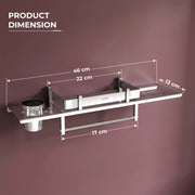 Plantex Stainless Steel Bathroom Shelf/4in1 Multipurpose Shelf for Bathroom/Towel Hanger/Tumbler Holder/Soap Dish/Stand/Bathroom Accessories Set (18 x 5 Inches) - Pack of 1
