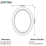 Plantex Light Mirror for Bathroom/LED Mirror for Wall with 3 Tone/Designer Mirror for Living Room/Bedroom/Dressing Room - Oval Shape (18 X 24 Inch)