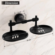Plantex 304 Grade Stainless Steel Dual Soap Dish for Bathroom/Soap Stand/Wall Mounted Soap Holder for Bathroom Accessories Niko (Black)