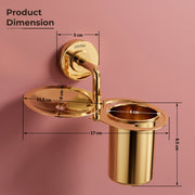 Plantex Daizy Gold Toothbrush/Paste and Tumbler Holder for Bathroom and Wash Basin (304 Stainless Steel)