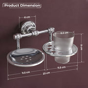 Plantex Platinum Stainless Steel 304 Grade Skyllo 2in1 Soap Dish with Tumbler Holder/Soap Stand/Tooth Brush Holder/Bathroom Accessories(Chrome) - Pack of 1