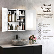 Plantex Bathroom Mirror Cabinet/304 Stainless Steel Bathroom Cabinet with Mirror/Bathroom Storage Cabinet/Wall Mounted Mirror Bathroom Cabinet (18x18 Inch-Chrome/Double Door)