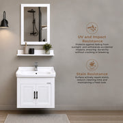 Plantex Wash Basin with Cabinet Full Set/Unbrekable Bathroom Vanity & Washbasin Set/Basin Cabinet for Bathroom with Mirror (White)