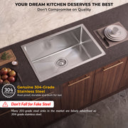 Plantex 304 Grade Stainless Steel Kitchen Sink/Kitchen Sink with 7 Years of Warranty by Plantex/Single Bowl Sink with All Fittings & Drain Rack (Silver Matt-24x18 Inches)