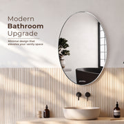 Plantex Unframed Unframed Oval Mirror for Wall/Mirror with Beveled Smooth Edges/Mirror for Bathroom/Dressing Room/Living Room/Bedroom/Entryway - (18x12 Inch), White