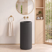 Plantex Pedestal Basin For Bathroom/Acrylic Resin & Quartz One Piece Pedestal Free Standing Round Wash Basin For Living Room and Hotel (Matt Grey)