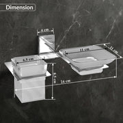Plantex 304 Grade Stainless Steel Soap Dish/Glass Soap Holder/Tumbler Holder/Toothbrush Holder/Bathroom Accessories (Crystal -Chrome)