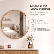 Plantex Mirror for Wall/Aluminium Frame Bathroom Mirror/Round Mirrors for Bathroom/Wall Mount Mirrors for Bedroom/Dressing Room/Living Rooms/Entryway - Shatterproof (24inch-Gold Brushed)