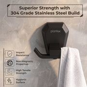 Plantex Robe Hook for Bathroom/304 Grade Stainless Steel Towel Hook/Cloth Hanger/Bathroom Accessories - Pack of 1 (PMB-2405, Z-Black)