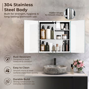 Plantex Bathroom Mirror Cabinet/304 Stainless Steel Bathroom Cabinet with Mirror/Bathroom Storage Cabinet/Wall Mounted Mirror Bathroom Cabinet (18x18 Inch-Chrome/Double Door)