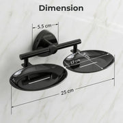 Plantex J4 Stainless Steel Double Soap Dish for Bathroom/Soap Holder for Bathroom/Wall Mounted Soap Holder/Bathroom Accessories (PVD Black Finish) Angel