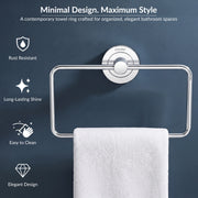 Plantex Stainless Steel Towel Ring for Bathroom/Wash Basin/Napkin-Towel Hanger/Bathroom Accessories (Chrome-Rectangular) - Pack of 2