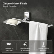 Plantex 304 Grade Stainless Steel Soap Dish/Soap Stand/Napkin Ring/Holder/Towel Hanger for Bathroom/Bathroom Accessories - Crystal (Chrome)