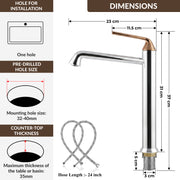Plantex Brass Wash Basin Mixer Tap/Hot & Cold Basin Mixer Faucet/Deck Mount Pillar Spout for Bathroom Sink - Pack of 1 (APS-4600, Chrome & Rose Gold)