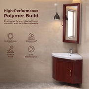 Plantex Vanity Set for Bathroom/Wall Mount Vanity Cabinet with Washbasin and Mirror/Corner Washbasin with Unbrackable Cabinet Full Set/Bathroom Accessories - (461, Brown)