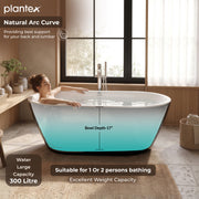 Plantex Bathtub For Bathroom/Freestanding Bath tub for Adults/Deep Soaker Bathtub with Overflow, Popup and Drain Pipe (BSM-203-Black & White-1700mm)
