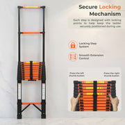 Plantex 5.1m (16.73 ft.) Telescopic Ladder/Carbon Steel 13-Steps Portable & Compact Ladder/Foldable Multipurpose Collapsible Ladder for Home & Outdoor Use - (Orange)