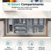 Plantex Cutlery Tray for Kitchen Drawer/Cutlery Cosmetic Stationary Organizer/Cabinet Cutlery Tray Organizer for Modular Kitchen - (Grey-32.5 X 18.5 INCH)