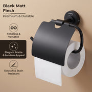 Plantex 304 Grade Stainless Steel Bathroom Toilet Paper Holder/Tissue Holder for Washroom/Kitchen/Bathroom Accessories - Daizy (Black)