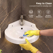 Plantex White Corner Wash Basin/Wall Mount Basin for Bathroom/Ceramic Tabletop Basin with 10 Years Glaze Warranty by Plantex/Small Corner Sink (Breva - 14.5 x 14.5 x 5 Inch)
