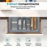 Plantex Cutlery Tray for Kitchen Drawer/Cutlery Cosmetic Stationary Organizer/Cabinet Cutlery Tray Organizer for Modular Kitchen - (Grey-21 X 18.5 INCH)