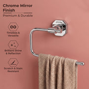 Plantex 304 Grade Stainless Steel Napkin Hanger for Wash Basin/Towel Holder for Bathroom/Napkin Ring for Kitchen/Bathroom Accessories - Nipron (Chrome)