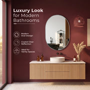 Plantex Glass Frameless Capsule Oval Mirror for Wall/Mirror with Beveled Smooth Edges for Bathroom/Dressing Room/Living Room/Bedroom/Entryway - (18x12 Inch), Clear