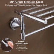 Plantex 304 Grade Stainless Steel Towel Rack for Bathroom/Towel Stand/Hanger/Bathroom Accessories - Niko (24 Inch-Chrome)
