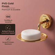 Plantex 304 Grade Stainless Steel Soap Holder for Bathroom Wall - Soap Stand/Dish/Accessories - Daizy (Golden)