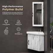 Plantex Glass, Ceramic, HPP Unbrekable Wall Mount Vanity Cabinet with Washbasin and Mirror/Corner Basin with Cabinet for Bathroom - (484, White)